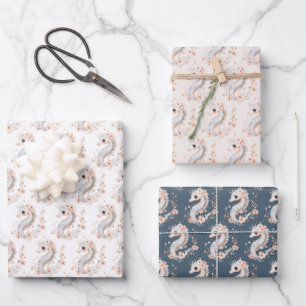 Cute Seahorse Wrapping Paper Sheets