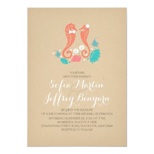 Cute seahorses casual beach wedding invitation | Zazzle.com