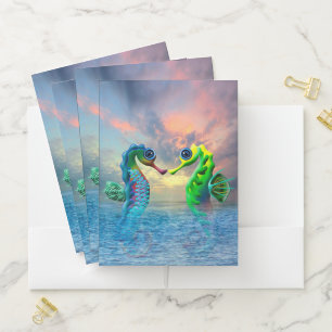 Cute Seahorses Pocket Folder