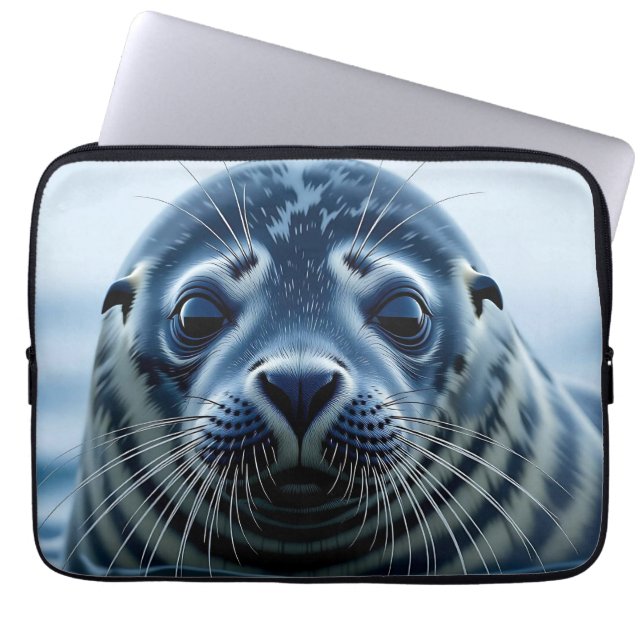 Cute Seal Close up Laptop Sleeve (Front)