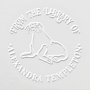 Cute Seal “From the Library of” Book Name Embosser