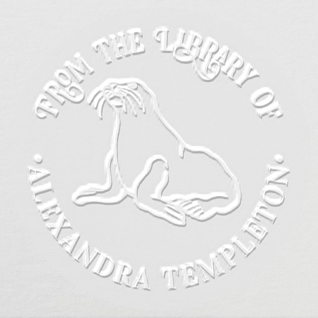 Cute Seal “From the Library of” Book Name Embosser (Design)