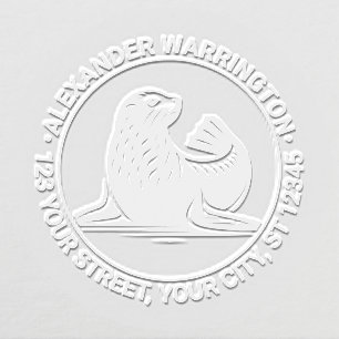 Cute Seal Pup #1 Name Return Address Embosser