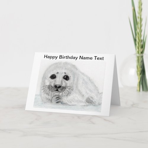 Cute Seal pup baby Birthday Card Personalise