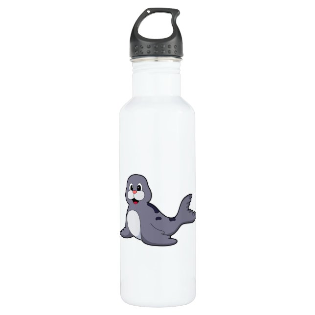 Cute Seal Stainless Steel Water Bottle (Front)