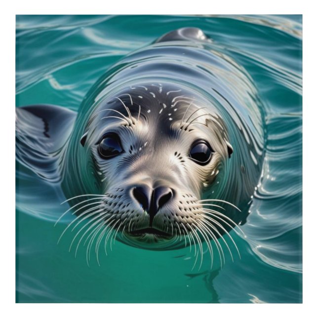 Cute Seal Sticking Head out of Water  Acrylic Print (Front)