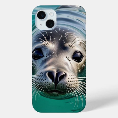 Cute Seal Sticking Head out of Water  iPhone 15 Plus Case