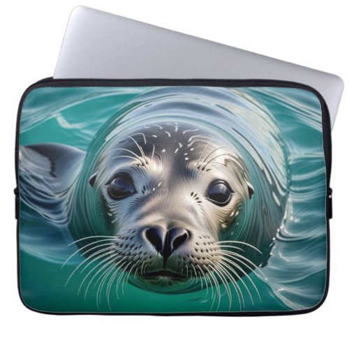 Cute Seal Sticking Head out of Water  Laptop Sleeve
