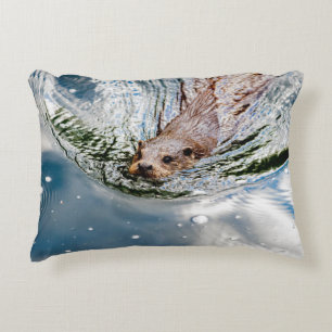 CUTE SEAL SWIMMING ACCENT PILLOW