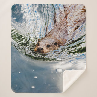 CUTE SEAL SWIMMING SHERPA BLANKET