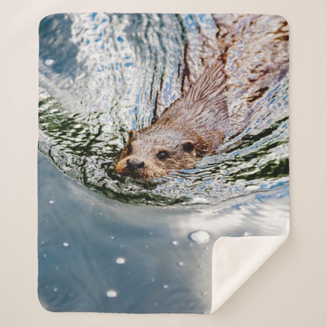 CUTE SEAL SWIMMING SHERPA BLANKET (Front)