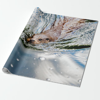CUTE SEAL SWIMMING WRAPPING PAPER