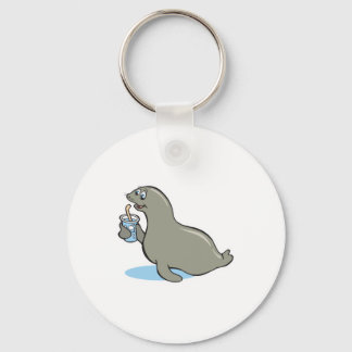 cute seal with drink keychain