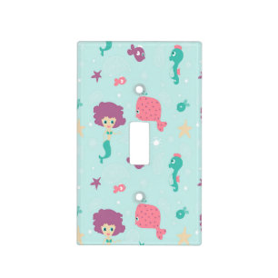 Cute sealife pattern on blue light switch cover