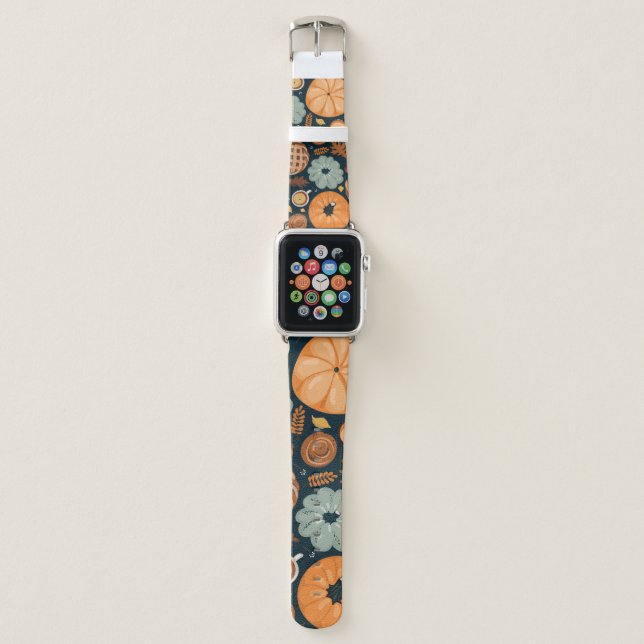Cute seamless autumn pattern background apple watch band (Front)