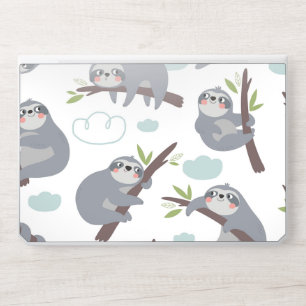 Cute Seamless Cartoon Sloths Pattern Illustration HP Laptop Skin