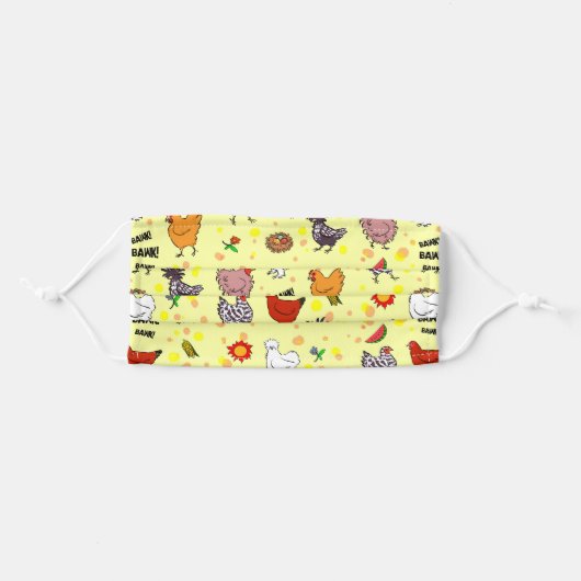 cute seamless chicken pattern cartoon adult cloth face mask (Front, Folded)