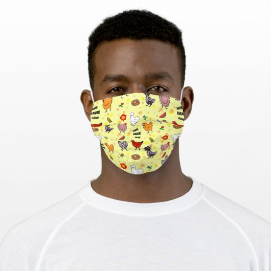 cute seamless chicken pattern cartoon adult cloth face mask (Worn)