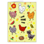 Cute Seamless Chickens Pattern Cartoon Greeting Card