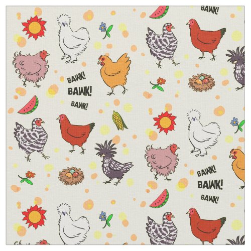 Cute seamless chickens pattern cartoon fabric