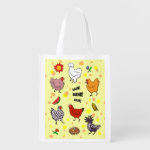 Cute Seamless Chickens Pattern Cartoon Grocery Bag