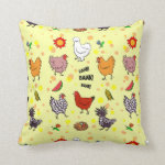 Cute Seamless Chickens Pattern Cartoon Pillow