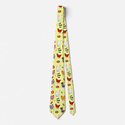 Cute seamless chickens pattern cartoon tie