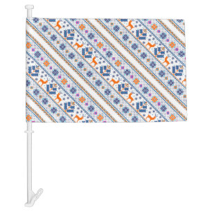 Cute seamless christmas ornament pattern car flag