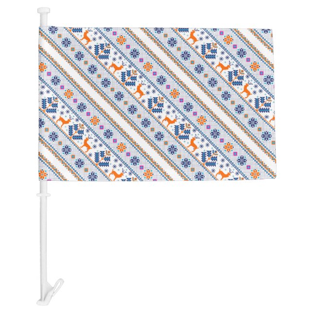 Cute seamless christmas ornament pattern car flag (Front)