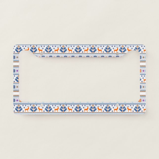 Cute seamless christmas ornament pattern license plate frame (Front)