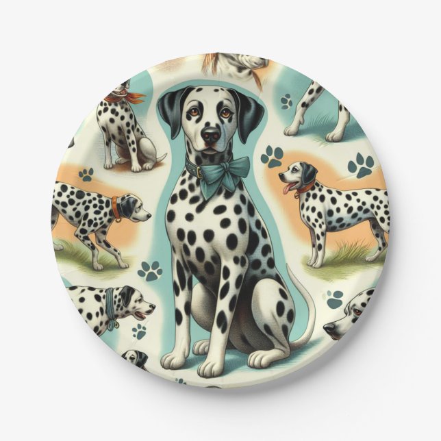 Cute Seamless Dalmatian Paper Plates (Front)