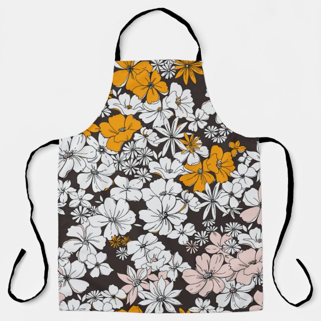 Cute Seamless Ditsy Floral Pattern. Colorful flowe Apron (Front)