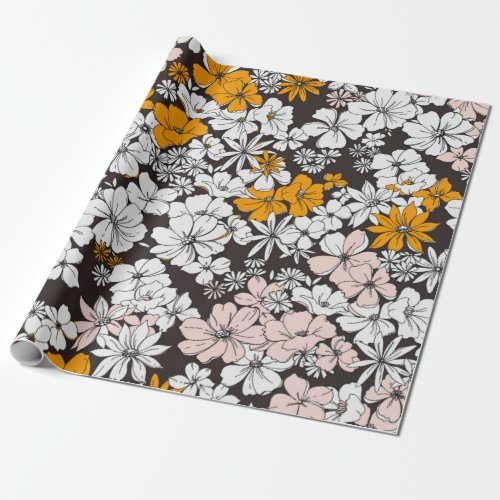 Cute Seamless Ditsy Floral Pattern Colorful flowe Wrapping Paper