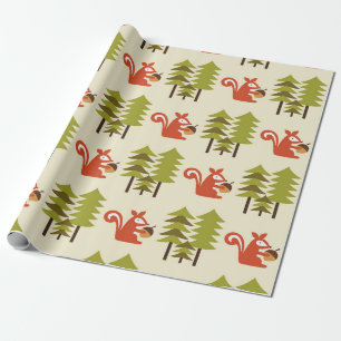 cute seamless forest pattern design. Vintage illus Wrapping Paper