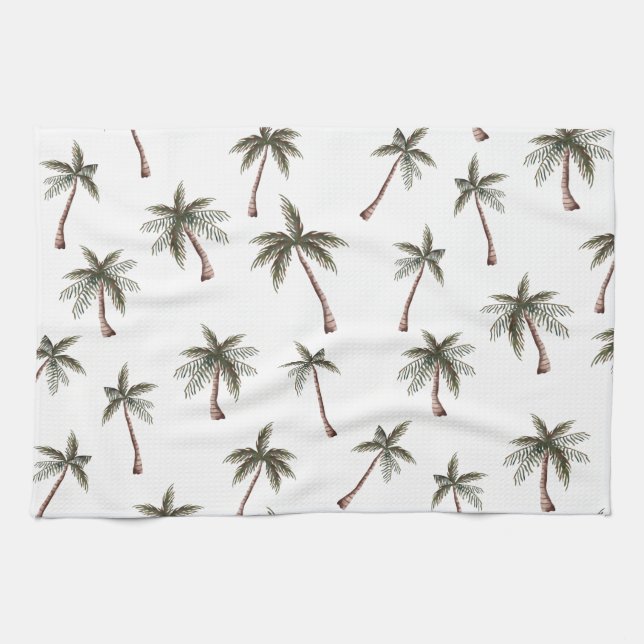Cute Seamless Palm Trees Pattern, Summer Gift Kitchen Towel (Horizontal)
