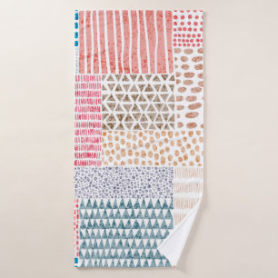 Cute seamless pattern in patchwork style. Simple d Bath Towel