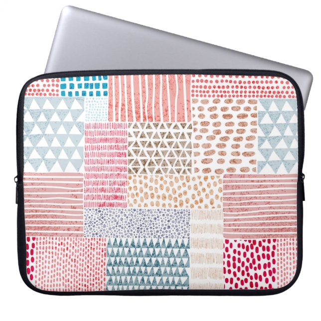 Cute seamless pattern in patchwork style. Simple d Laptop Sleeve (Front)