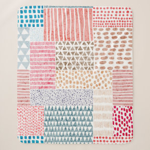 Cute seamless pattern in patchwork style. Simple d Sherpa Blanket
