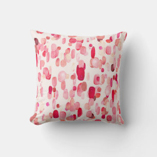 Cute seamless pattern of pink, red and beige spots throw pillow