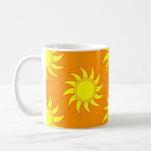Cute seamless pattern of sun. Doodle hand drawn st Coffee Mug