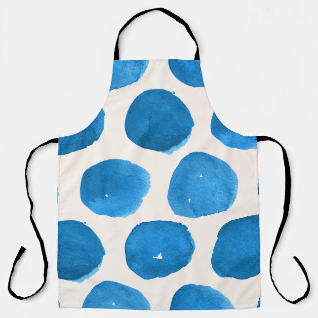 Cute seamless pattern with blue watercolor circles apron (Front)