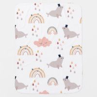 Cute Seamless Sea Lions Baby Blanket