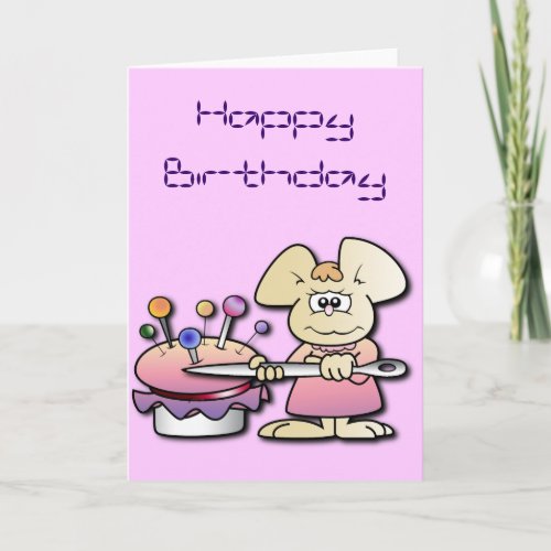 Cute Seamstress Mouse Birthday Card
