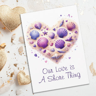 Cute Seashell Heart Beach Love Valentine's Day Holiday Card