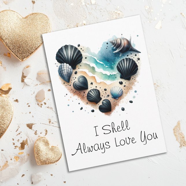 Cute Seashell Heart Beach Love Valentine's Day Holiday Card (Beach Lovers Seashell Heart Valentine's Day Card)