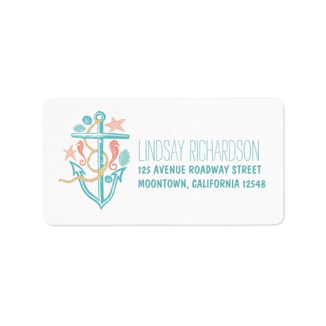 cute seashells anchor wedding address labels (Front)