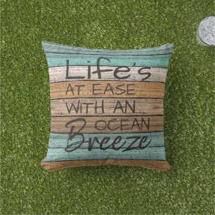 Cute Seaside Beachy Summer Quote Art Outdoor Pillow