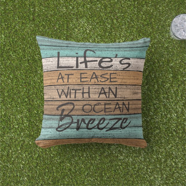 Cute Seaside Beachy Summer Quote Art Outdoor Pillow (Grass)