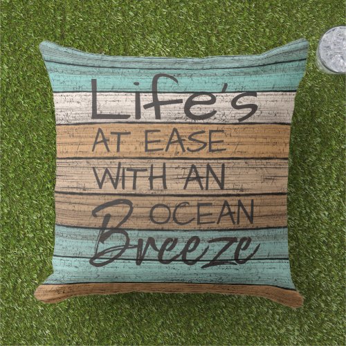 Cute Seaside Beachy Summer Quote Art Outdoor Pillow