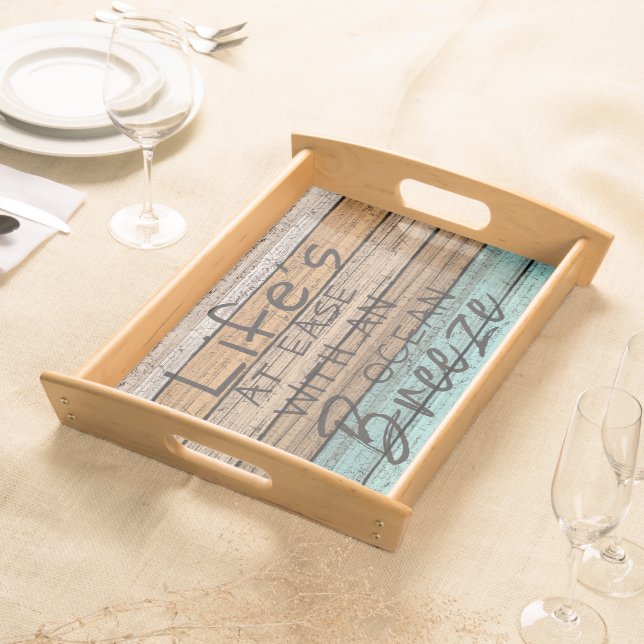 Cute Seaside Beachy Summer Quote Art Serving Tray (Front)